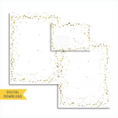 Golden Rain Writing Paper and Envelope. Instant Download