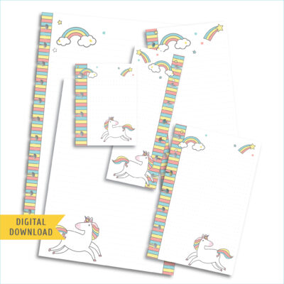 Magical Unicorn Note Planner Pages. Instant Download.