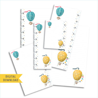 Hot Air Balloon Note Planner Pages. Instant Download.