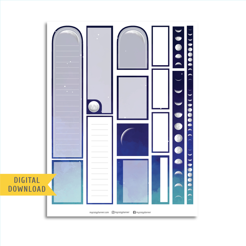 Night Sky Frames. Free Printable Planner Stickers. - MY COZY PLANNER