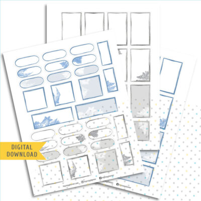 Ice Frame Stickers. Printable Planner Stickers.
