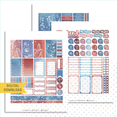 Magical Crystal Sticker Kit. Printable Planner Stickers.
