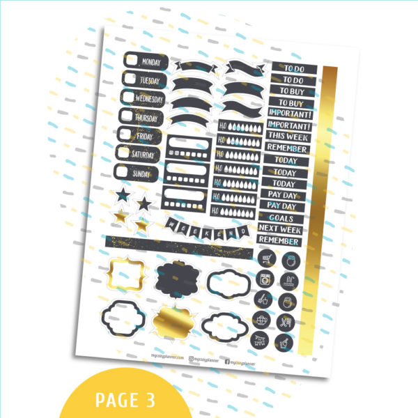 Grey and Gold Sticker Kit. Printable Planner Stickers. - MY COZY PLANNER