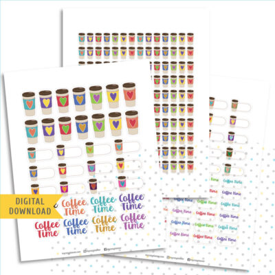 Coffee Time printable planner stickers
