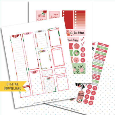 Just Bloom Sticker Kit. Printable Planner Stickers.