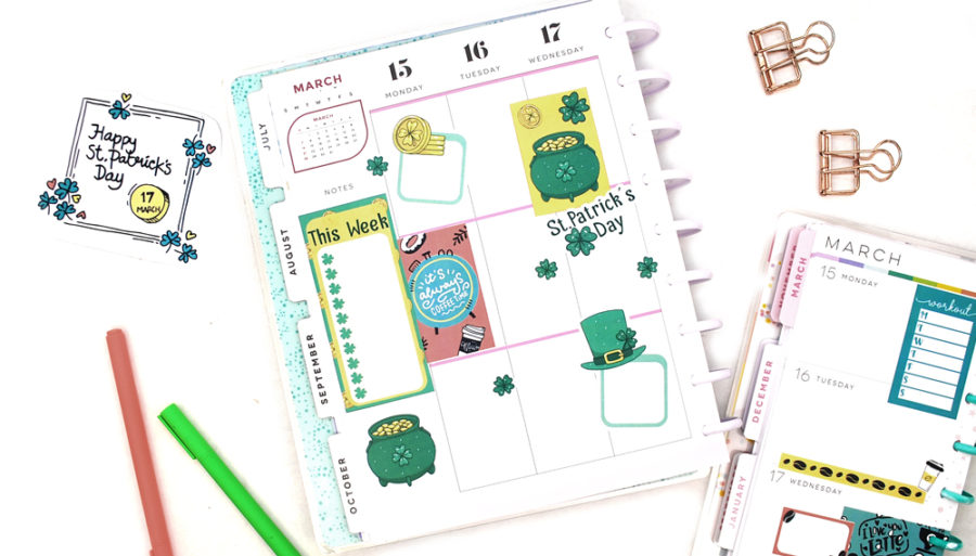 Free St. Patrick's Day Stickers. Free digital downloads - MY COZY PLANNER