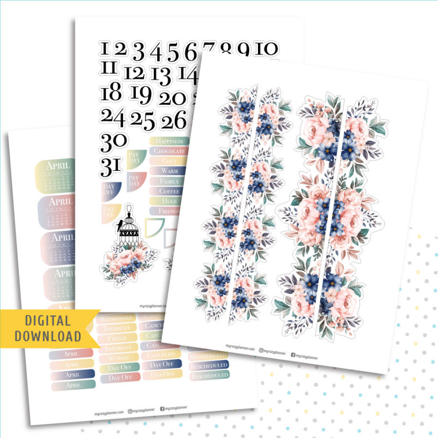 April Sticker Kit. Printable Planner Stickers. - MY COZY PLANNER