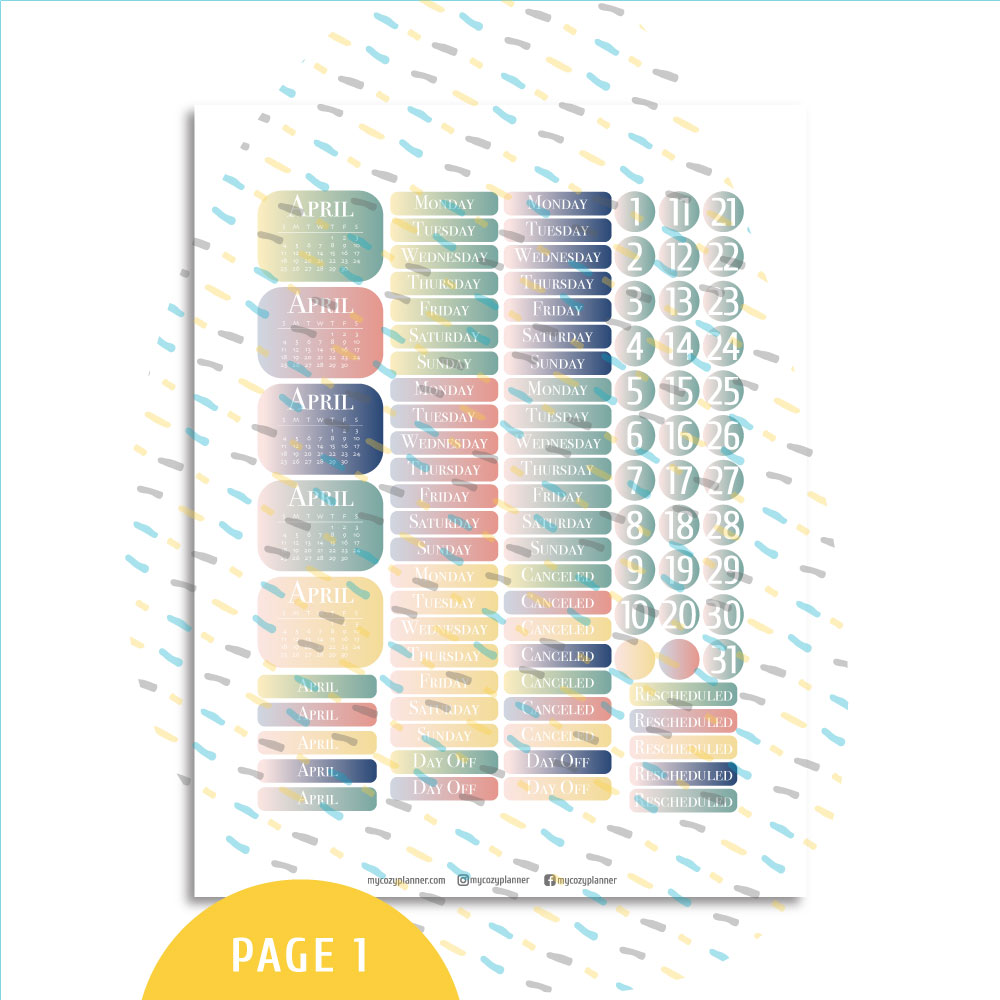 April Sticker Kit. Printable Planner Stickers. - MY COZY PLANNER
