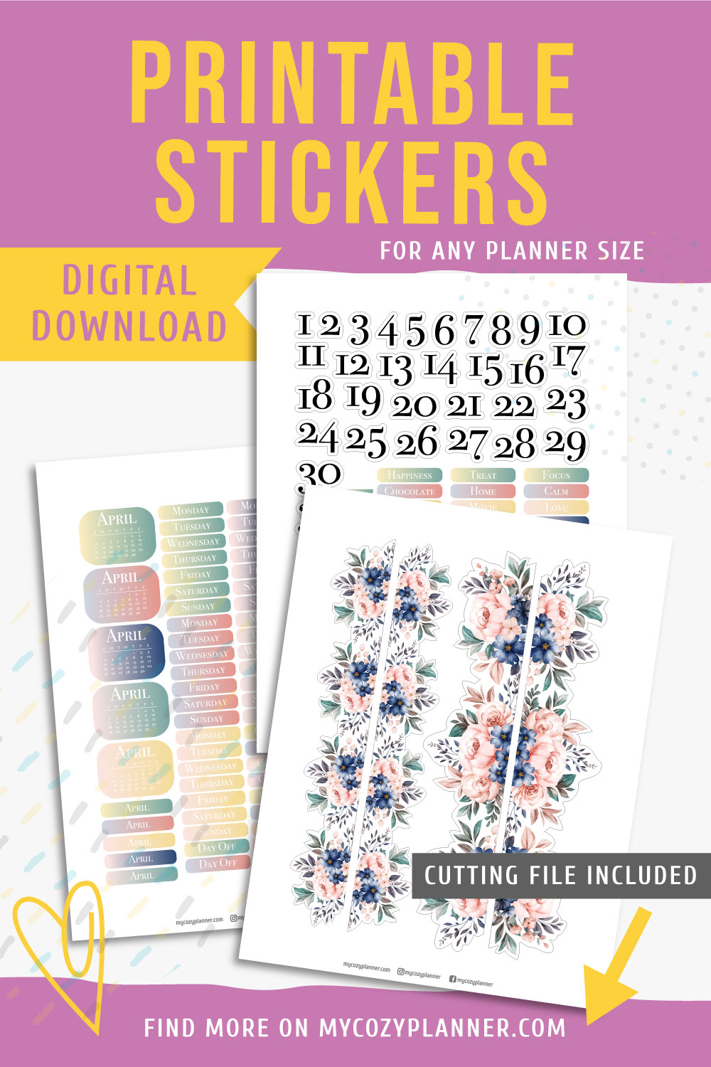 April Sticker Kit. Printable Planner Stickers. - MY COZY PLANNER