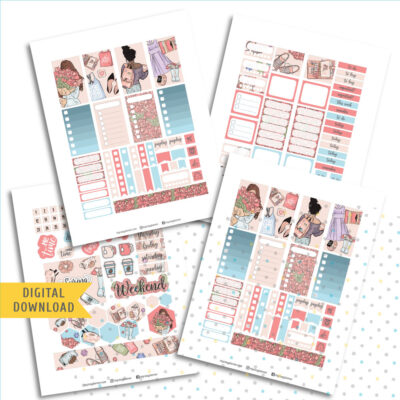 Spring Girls Sticker Kit. Printable Planner Stickers.