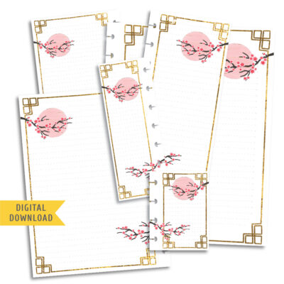 Japanese Sakura Note Planner Pages. Instant Download.