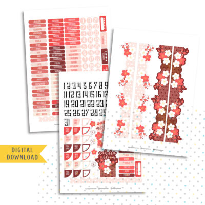 Printable Japanese Sakura Monthly Sticker Kit