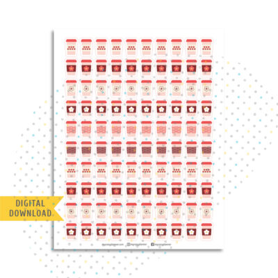 Printable Sakura Coffee Stickers