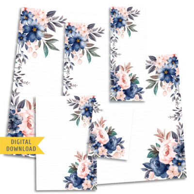Printable Blue Bouquet Planner Pages