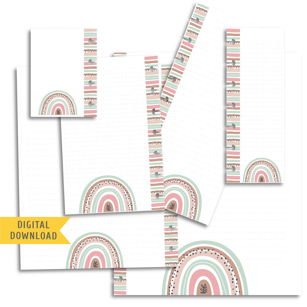 Doodle Rainbow Note Planner Pages. Instant Download.
