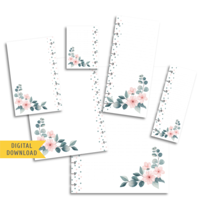 Elegant Flower Note Planner Pages. Instant Download.