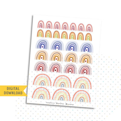 Rainbow Happy Stickers. Printable Planner Stickers.