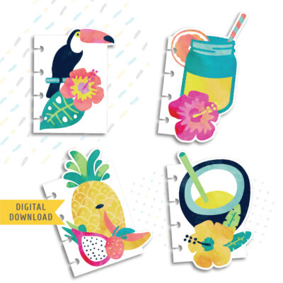 Printable planner tabs. Tropical Summer