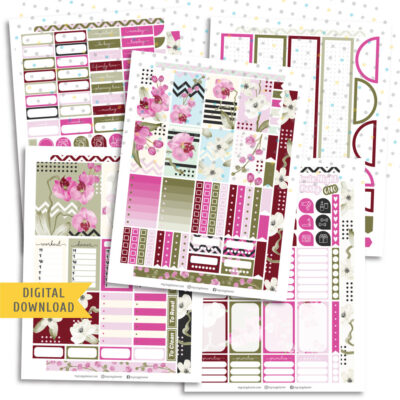Printable Pink Orchid Sticker Kit