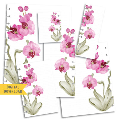 Printable Pink Orchid Note Planner Pages