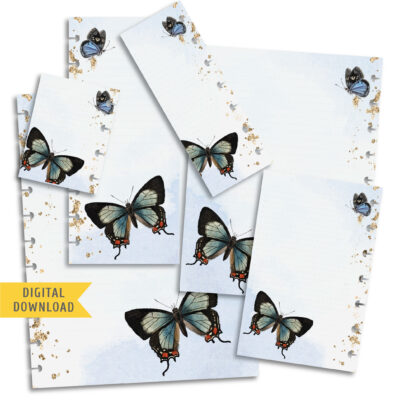 Watercolor Butterfly Note Planner Pages. Instant Download.