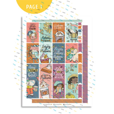 MDB-202109-01-Sticker-Kit-Site_shopify copy 2_shopify copy 6 Fall Girl Sticker Kit. Page 1