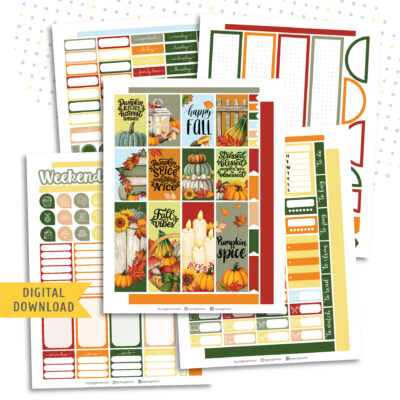 Printable Watercolor Pumpkin Sticker Kit