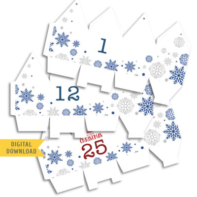 Printable Advent Calendar with snowflakes