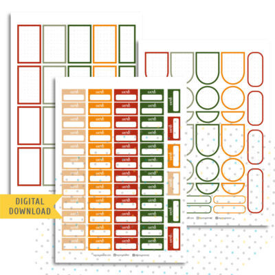 Colorful Work and Frames Planner Stickers. Printable Planner Stickers.