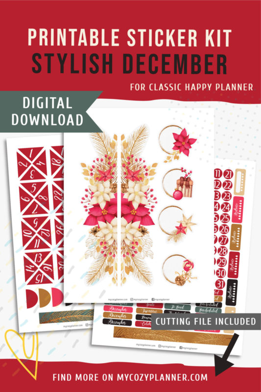 December Sticker Kit. Printable Planner Stickers. - MY COZY PLANNER