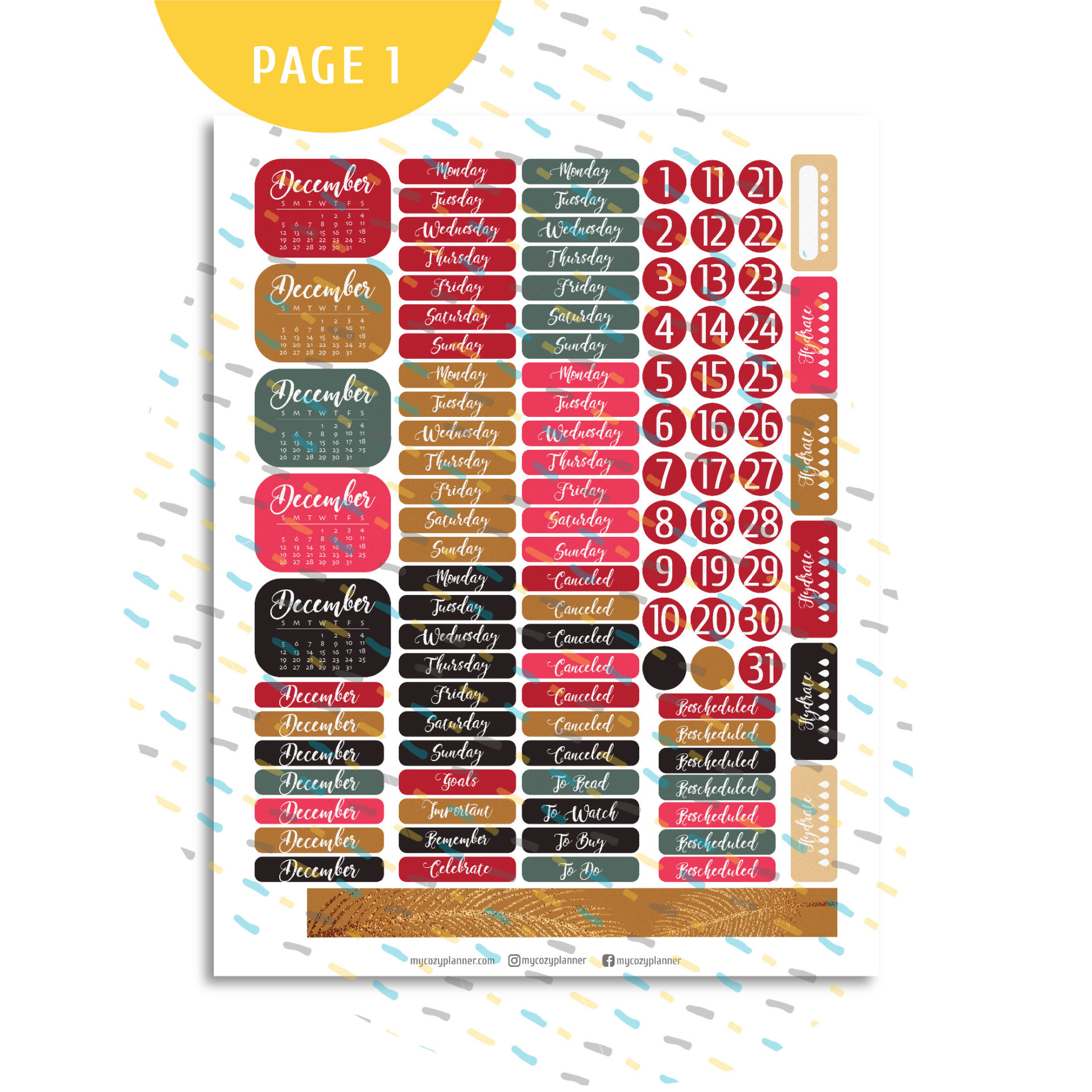 December Sticker Kit. Printable Planner Stickers. - MY COZY PLANNER