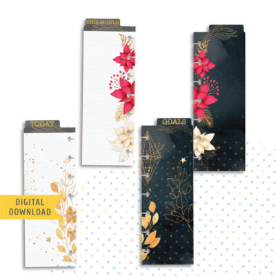 Christmas Golden Glow Divider Kit. Printable Planner Dividers.