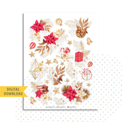 Golden Glow Stickers. Printable Planner Stickers.