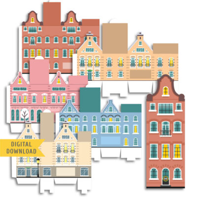 Christmas City Gift Box. Printable Christmas Decor.