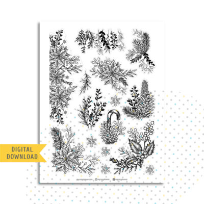 Black Pattern Stickers. Printable Planner Stickers.