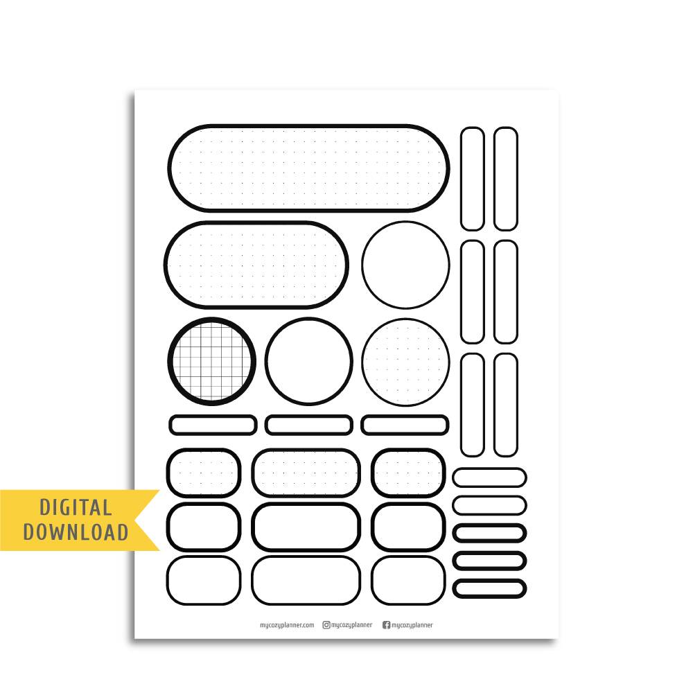 Black Frame Stickers 2. Free Planner Printables. - MY COZY PLANNER