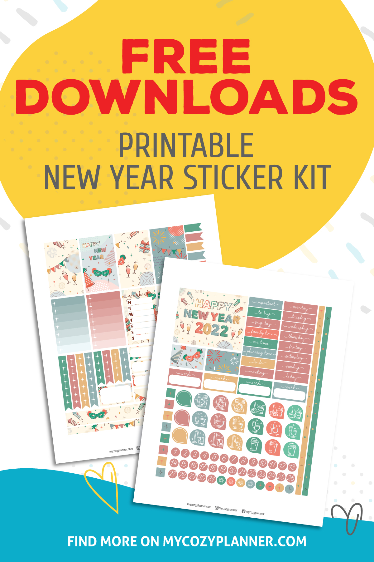 Free Printable New Year Sticker Kit