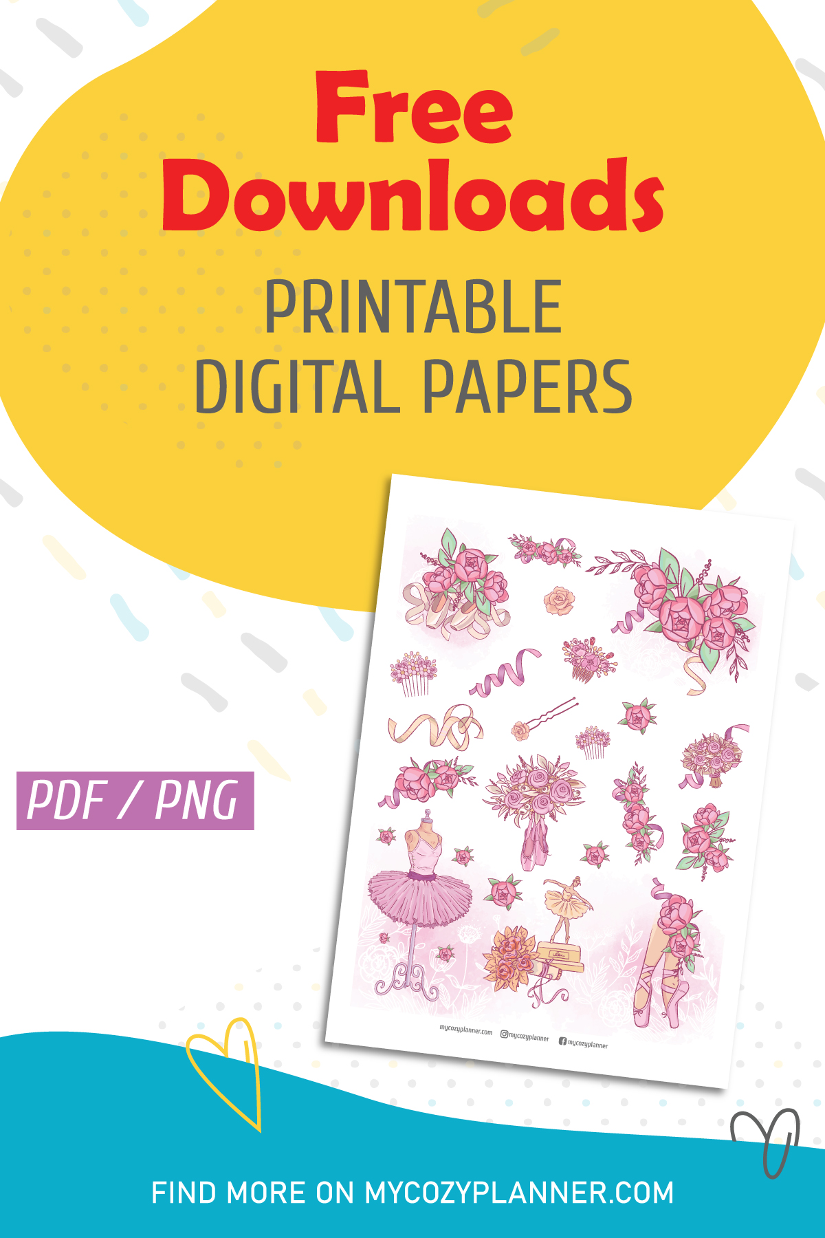 Ballet Digital Papers. Free Printable Papers. - MY COZY PLANNER