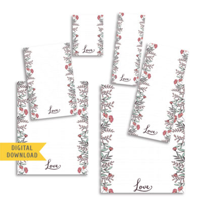 Doodle Love Note Planner Pages. Instant Download.