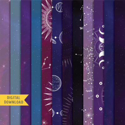Mystery Galaxy Digital Papers. Instant Download.