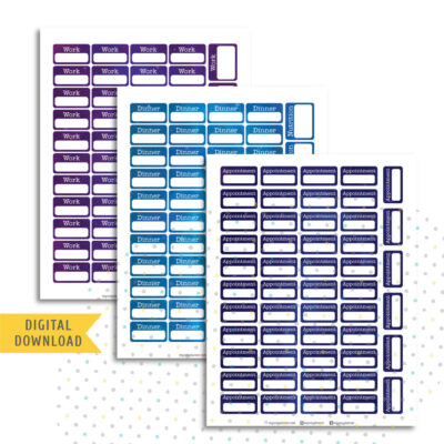 Mystery Galaxy Work, Dinner & Appointment Stickers. Printable Planner Stickers.