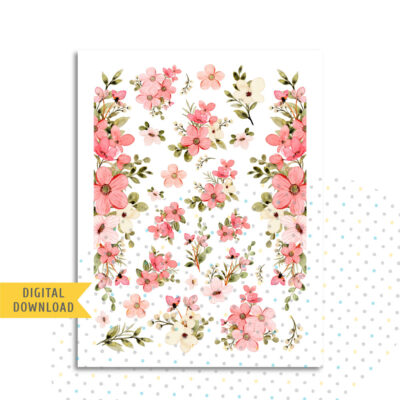 Pink Flower Stickers. Printable Planner Stickers.