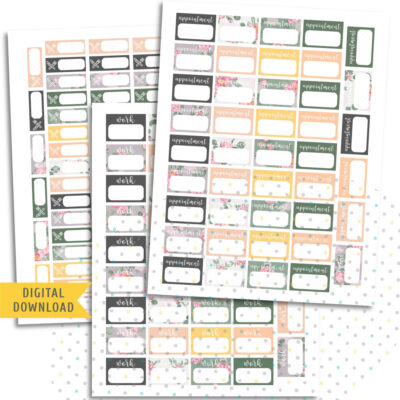 Pink Bloom Box Stickers. Printable Planner Stickers.