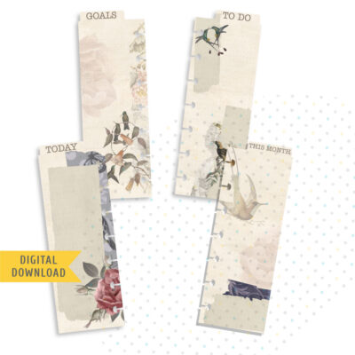 Vintage Birds Divider Kit. Printable Planner Dividers.