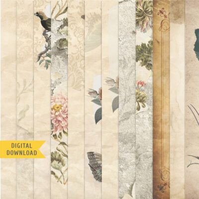 Vintage Birds Digital Papers. Instant Download.