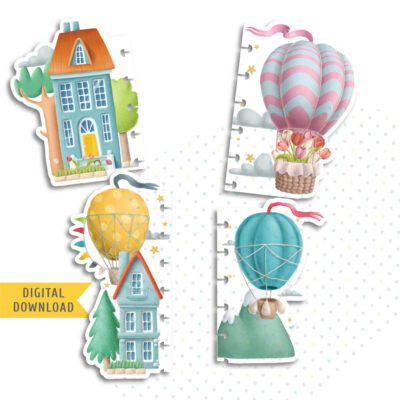 Hot Air Balloon Divider Kit. Printable Planner Dividers.