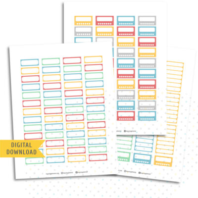 Colorful Hot Air Balloon Box Stickers. Printable Planner Stickers.