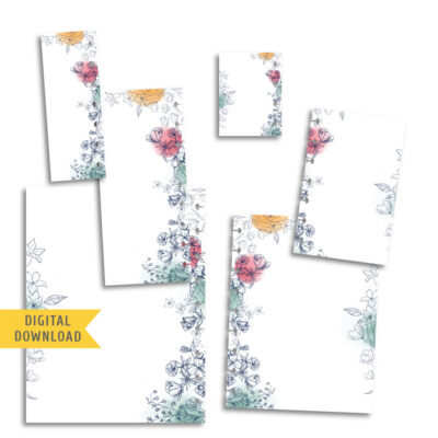 Fine Flowers Planner Pages. Instant Download.