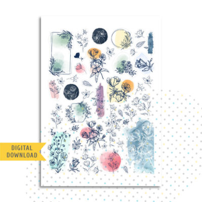 Fine Flower Stickers. Printable Planner Stickers.