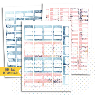 Fine Flowers Box Stickers. Printable Planner Stickers.